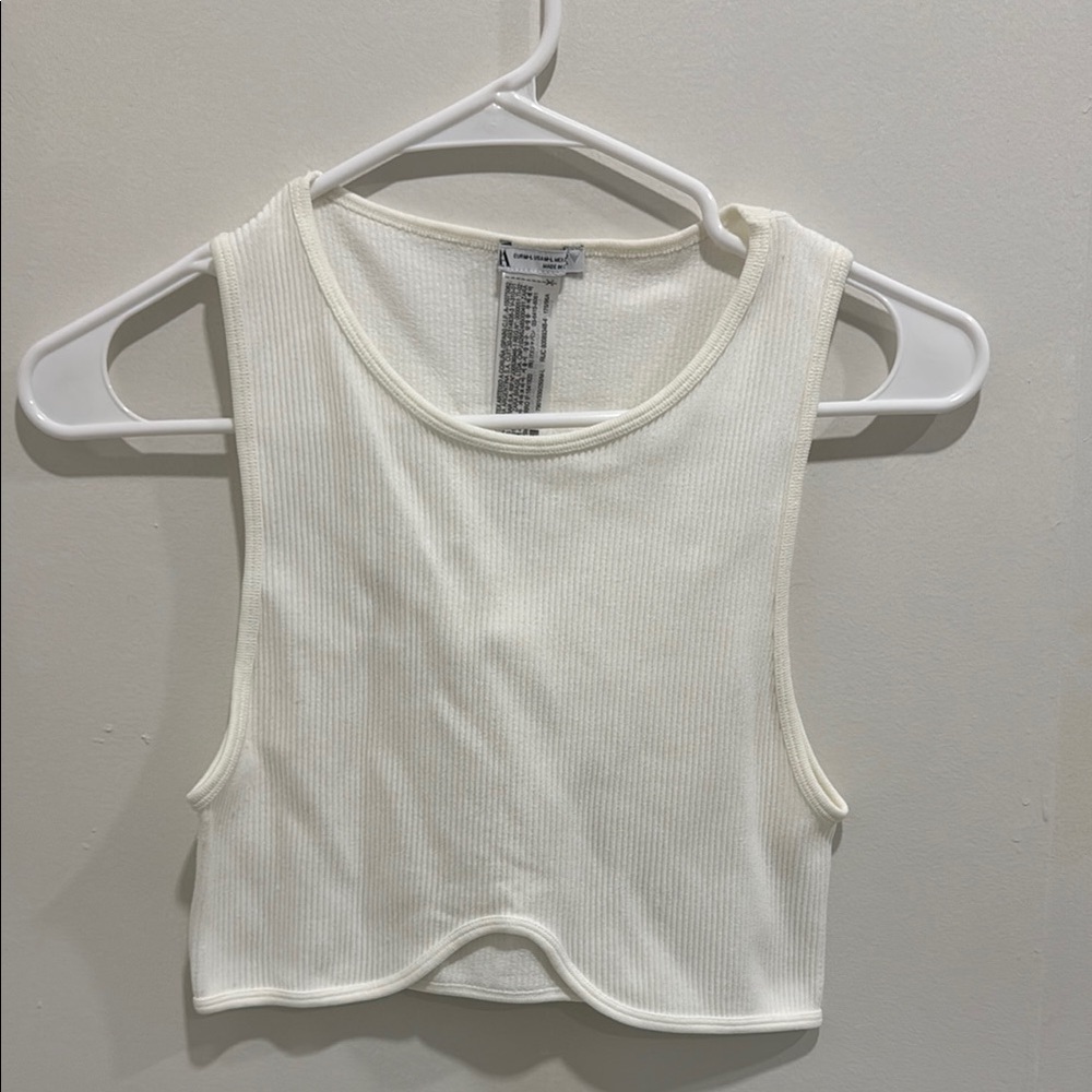 Zara White Sleeveless Cropped Tank Top